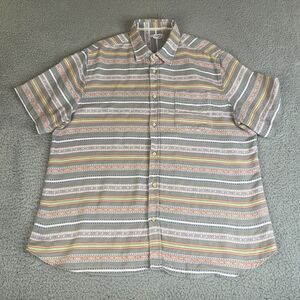 Carbon2Cobalt Shirt Mens XL Gray Green Button Short Sleeve Pocket  Aztec Tribal